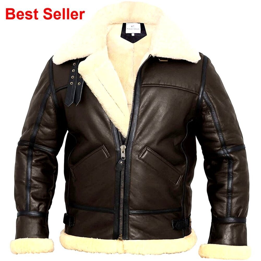 Real Shearling B3 Bomber Jacket Aviator Winter Leather